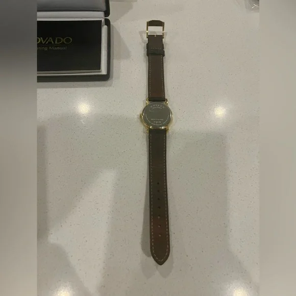 New In Box Vintage Movado Museum Watch Women 25mm Black Dial Gold Tone - Picture 11 of 12